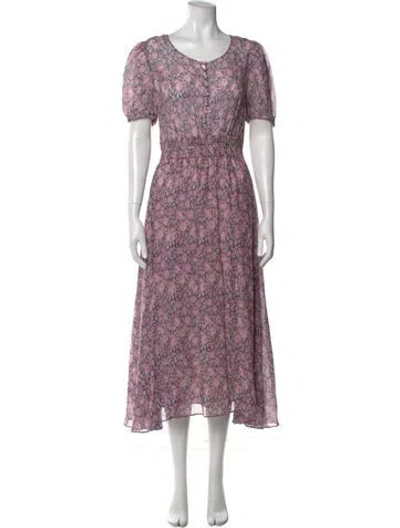 Pre-owned Loveshackfancy Floral Print Midi Length Dress W/ Tags In Purple
