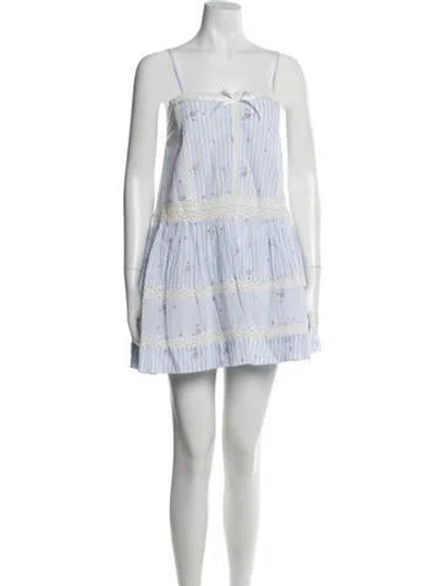 Pre-owned Loveshackfancy Floral Print Midi Length Dress W/ Tags In White