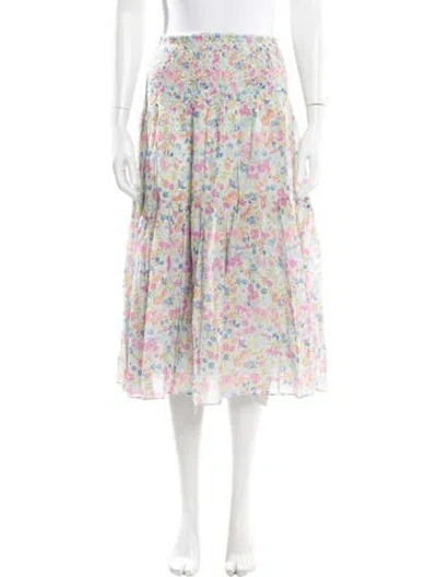 Pre-owned Loveshackfancy Floral Print Midi Length Skirt