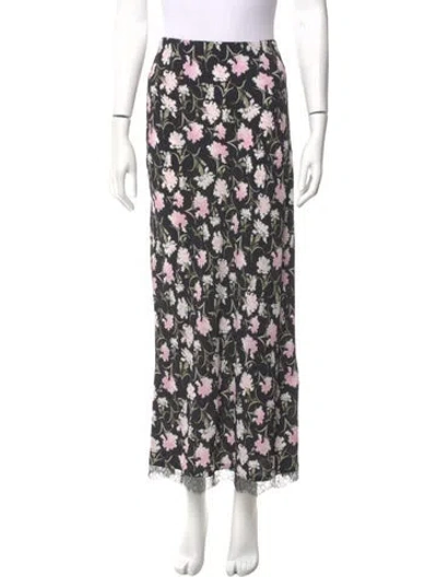 Pre-owned Loveshackfancy Floral Print Midi Length Skirt In Black