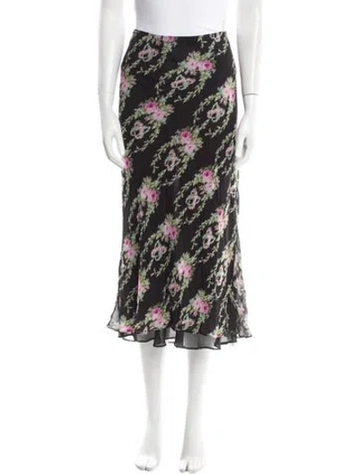 Pre-owned Loveshackfancy Floral Print Midi Length Skirt In Black