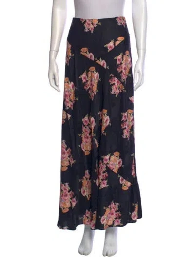 Pre-owned Loveshackfancy Floral Print Midi Length Skirt In Black