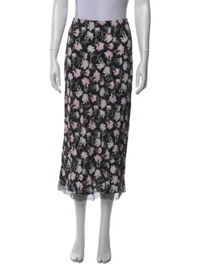 Pre-owned Loveshackfancy Floral Print Midi Length Skirt In Black