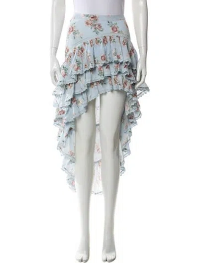 Pre-owned Loveshackfancy Floral Print Midi Length Skirt In Blue
