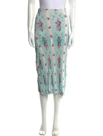 Pre-owned Loveshackfancy Floral Print Midi Length Skirt In Blue