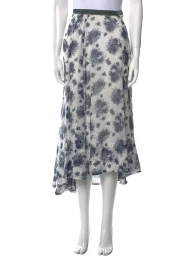 Pre-owned Loveshackfancy Floral Print Midi Length Skirt In Blue