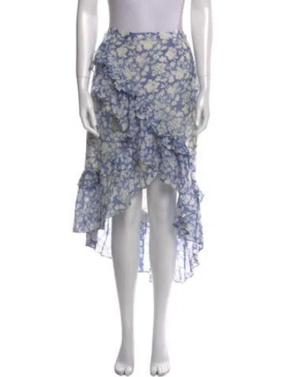 Pre-owned Loveshackfancy Floral Print Midi Length Skirt In Blue