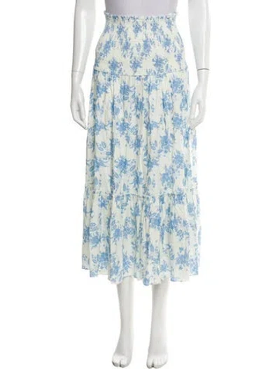 Pre-owned Loveshackfancy Floral Print Midi Length Skirt In Blue
