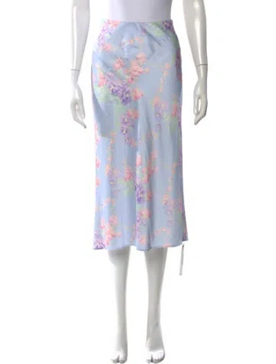 Pre-owned Loveshackfancy Floral Print Midi Length Skirt In Blue