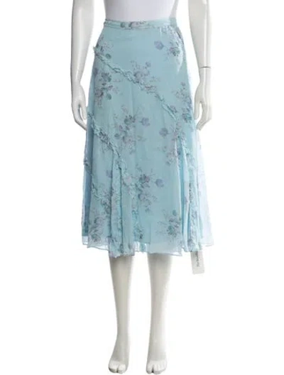Pre-owned Loveshackfancy Floral Print Midi Length Skirt In Blue
