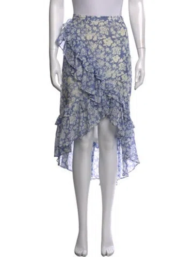 Pre-owned Loveshackfancy Floral Print Midi Length Skirt In Blue