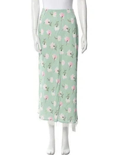 Pre-owned Loveshackfancy Floral Print Midi Length Skirt In Green