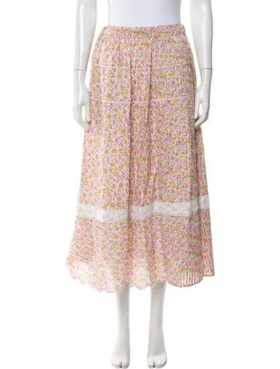 Pre-owned Loveshackfancy Floral Print Midi Length Skirt In Multi