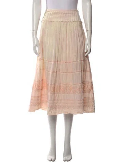 Pre-owned Loveshackfancy Floral Print Midi Length Skirt In Neutral