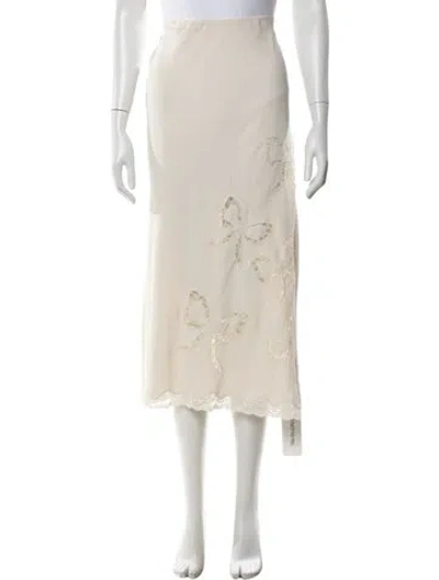 Pre-owned Loveshackfancy Floral Print Midi Length Skirt In Neutrals