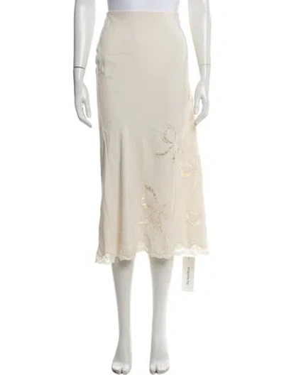 Pre-owned Loveshackfancy Floral Print Midi Length Skirt In Neutrals
