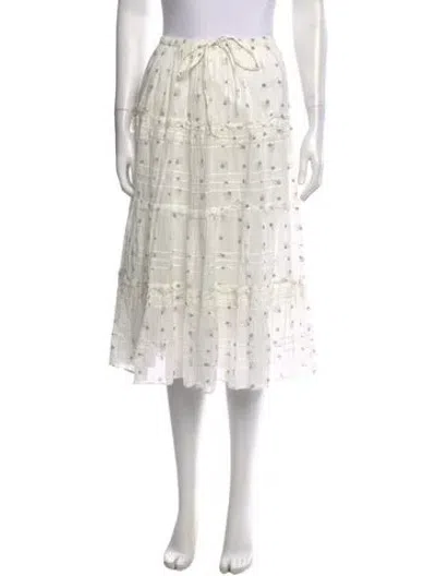 Pre-owned Loveshackfancy Floral Print Midi Length Skirt In Neutrals