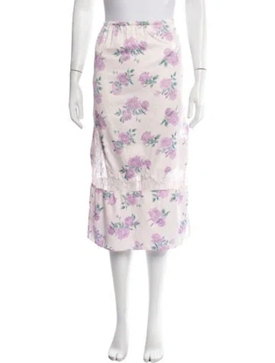 Pre-owned Loveshackfancy Floral Print Midi Length Skirt In Neutrals