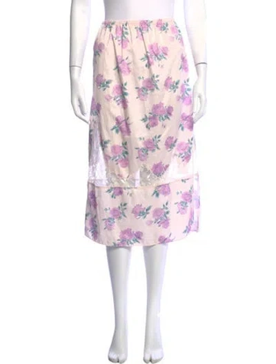 Pre-owned Loveshackfancy Floral Print Midi Length Skirt In Neutrals