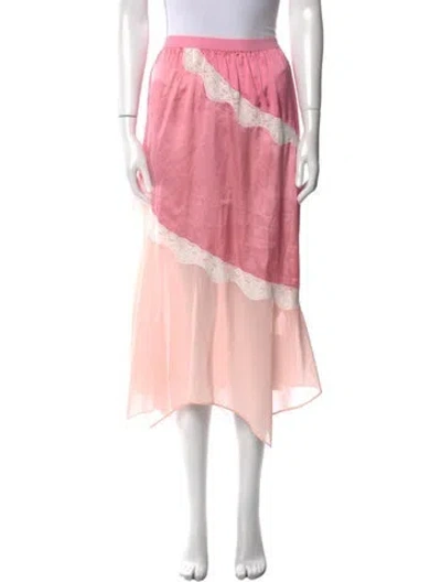 Pre-owned Loveshackfancy Floral Print Midi Length Skirt In Pink