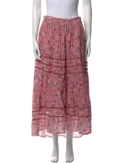 Pre-owned Loveshackfancy Floral Print Midi Length Skirt In Pink