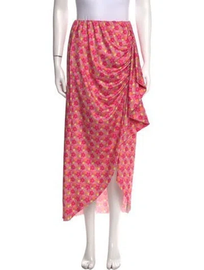 Pre-owned Loveshackfancy Floral Print Midi Length Skirt In Pink