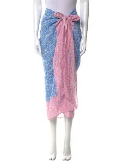 Pre-owned Loveshackfancy Floral Print Midi Length Skirt In Pink