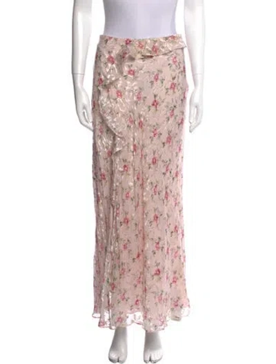 Pre-owned Loveshackfancy Floral Print Midi Length Skirt In Pink