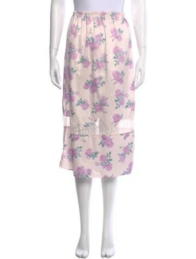 Pre-owned Loveshackfancy Floral Print Midi Length Skirt In Pink