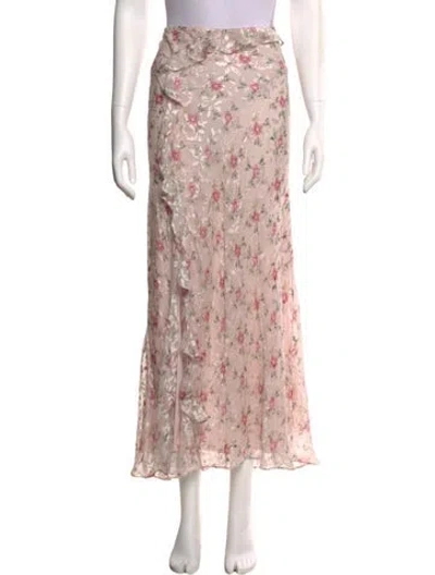 Pre-owned Loveshackfancy Floral Print Midi Length Skirt In Pink