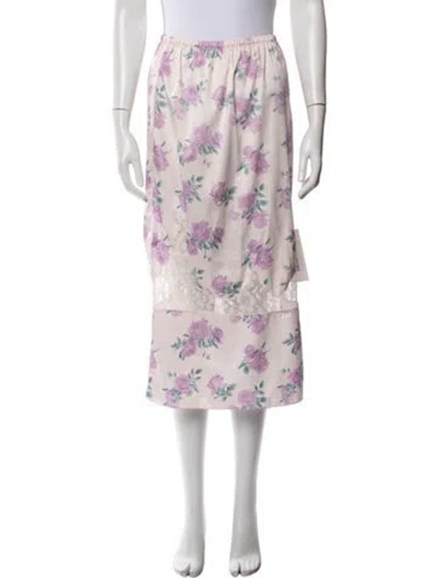 Pre-owned Loveshackfancy Floral Print Midi Length Skirt In Pink