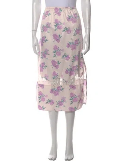 Pre-owned Loveshackfancy Floral Print Midi Length Skirt In Pink