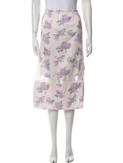 Pre-owned Loveshackfancy Floral Print Midi Length Skirt In Pink