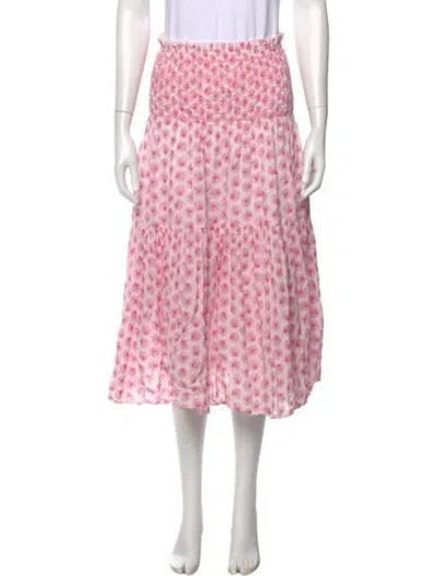 Pre-owned Loveshackfancy Floral Print Midi Length Skirt In Pink