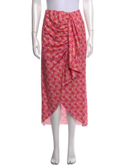 Pre-owned Loveshackfancy Floral Print Midi Length Skirt In Pink