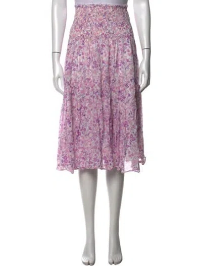 Pre-owned Loveshackfancy Floral Print Midi Length Skirt In Pink