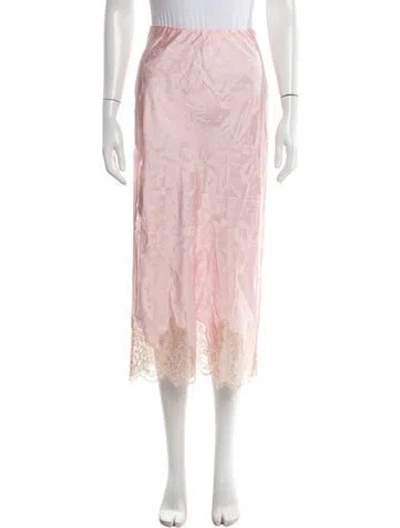Pre-owned Loveshackfancy Floral Print Midi Length Skirt In Pink