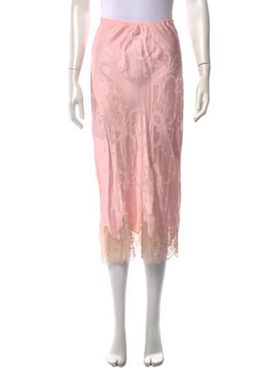 Pre-owned Loveshackfancy Floral Print Midi Length Skirt In Pink