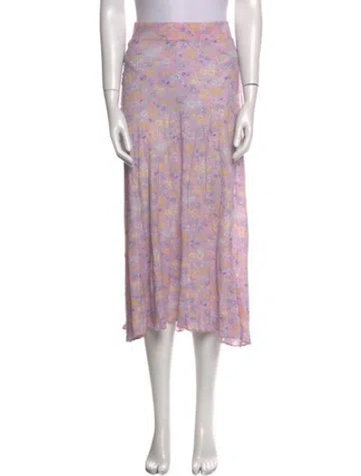 Pre-owned Loveshackfancy Floral Print Midi Length Skirt In Purple