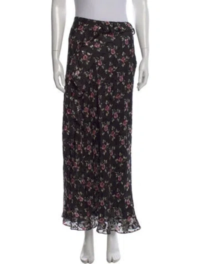 Pre-owned Loveshackfancy Floral Print Midi Length Skirt W/ Tags In Black