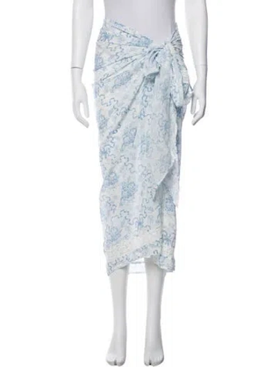 Pre-owned Loveshackfancy Floral Print Midi Length Skirt W/ Tags In Blue