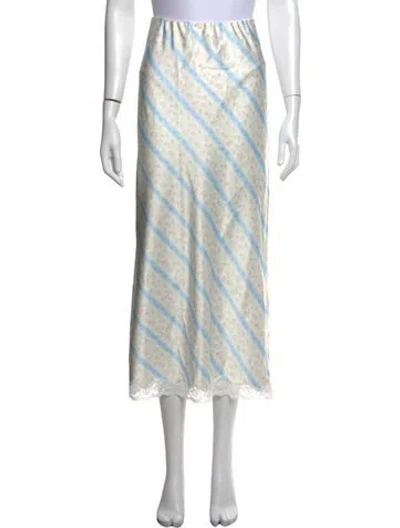Pre-owned Loveshackfancy Floral Print Midi Length Skirt W/ Tags In Blue