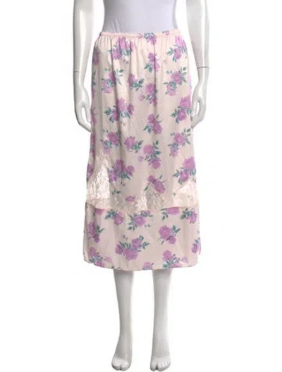 Pre-owned Loveshackfancy Floral Print Midi Length Skirt W/ Tags In Neutrals