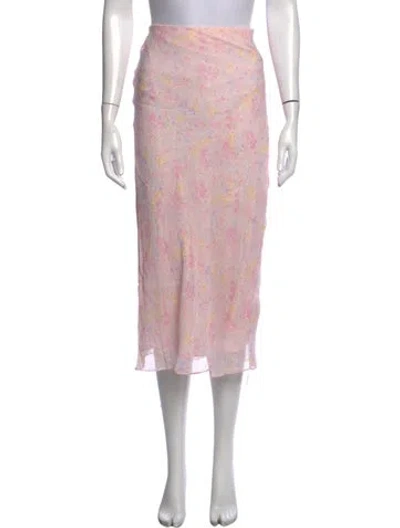 Pre-owned Loveshackfancy Floral Print Midi Length Skirt W/ Tags In Neutrals