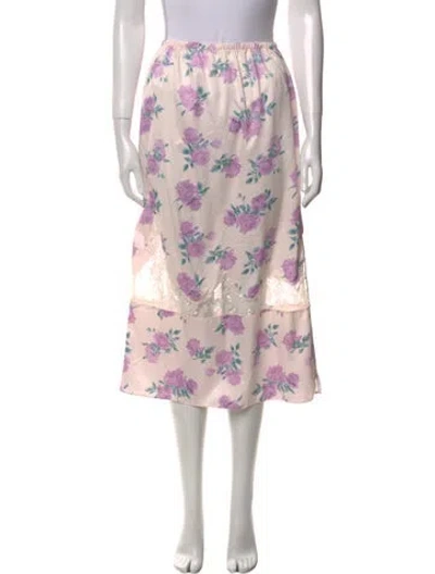 Pre-owned Loveshackfancy Floral Print Midi Length Skirt W/ Tags In Pink