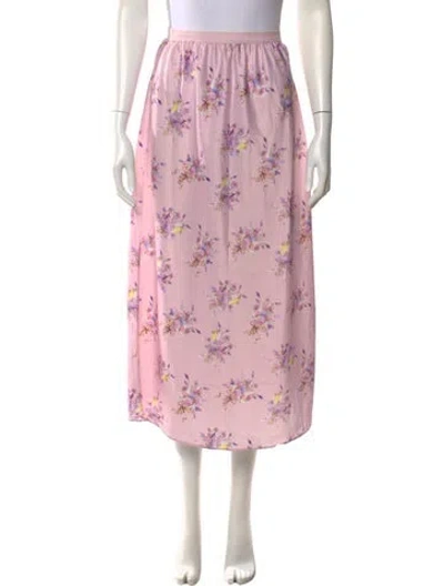 Pre-owned Loveshackfancy Floral Print Midi Length Skirt W/ Tags In Pink