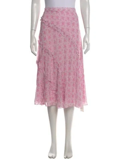 Pre-owned Loveshackfancy Floral Print Midi Length Skirt W/ Tags In Pink