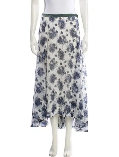 Pre-owned Loveshackfancy Floral Print Midi Length Skirt In White