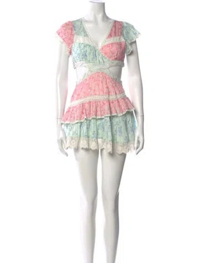 Pre-owned Loveshackfancy Floral Print Mini Dress