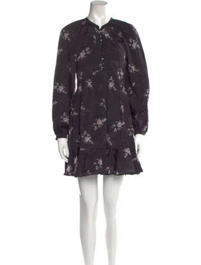 Pre-owned Loveshackfancy Floral Print Mini Dress In Black